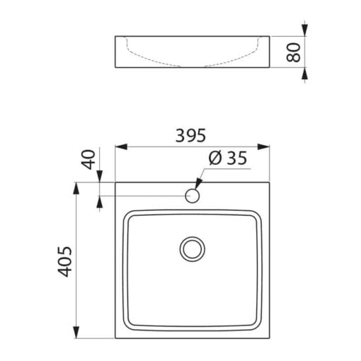 Washbasin top black matt with tap hole Z2