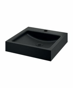 Piano lavabo nero opaco con foro per rubinetto