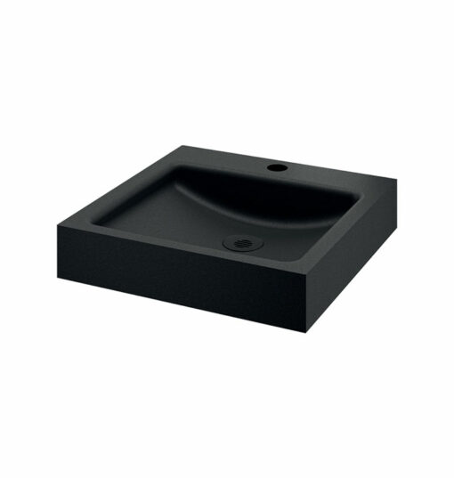 Piano lavabo nero opaco con foro per rubinetto