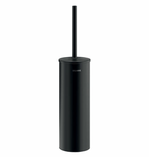 Ensemble brosse WC pour montage mural, avec couvercle, acier inoxydable noir mat,