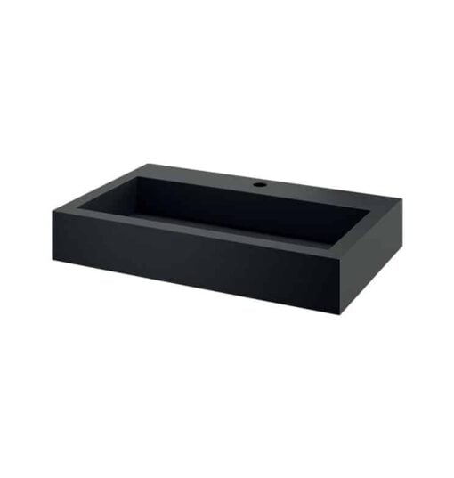 Washbasin THETIS, for wall mounting, concealed drain, stainless steel matt black, ADL-121150BK