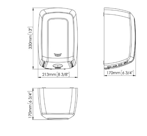 Hand dryer black matt M19AB Drawing