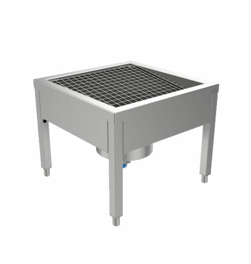 Shoe cleaning system, brushed stainless steel, floor-standing for wall mounting