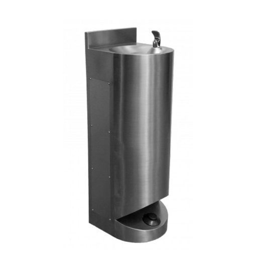 Fontanella FLOW III con comando a pedale, a libera installazione, in acciaio inox spazzolato