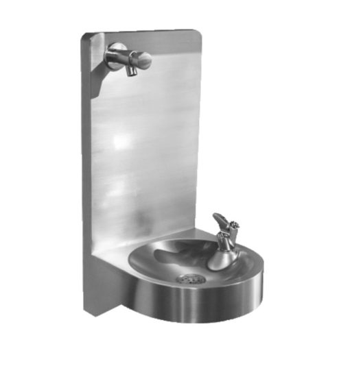 Fontana EASY II per montaggio a parete, con pannello posteriore, acciaio inox spazzolato
