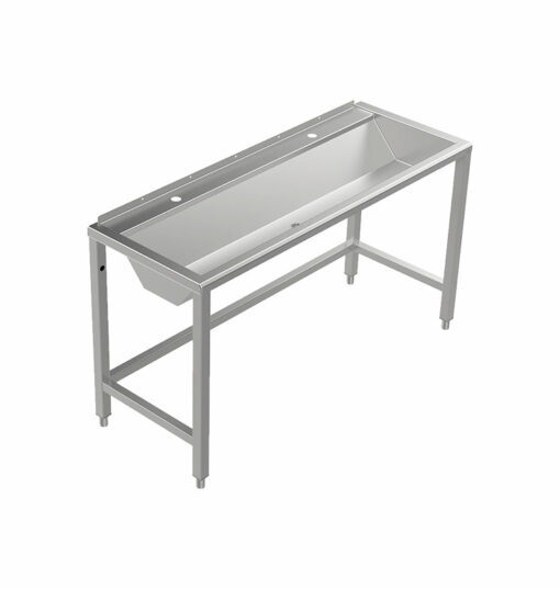 Stainless steel wash trough floor standing 1400 mm wide