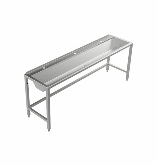 Stainless steel floor-standing wash trough 2100 mm wide