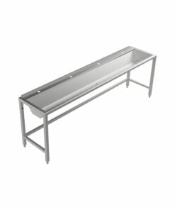 Stainless steel floor-standing wash trough 2400mm wide