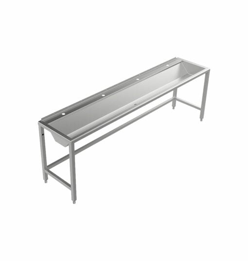 Stainless steel wash trough floor standing 2400mm wide