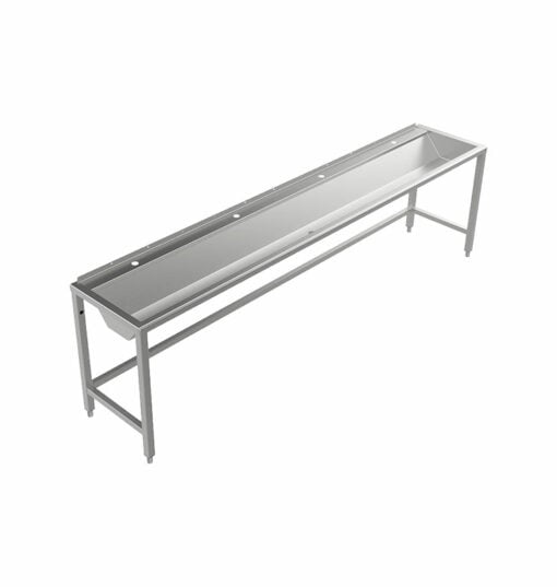 Stainless steel wash trough floor standing 2800 mm wide