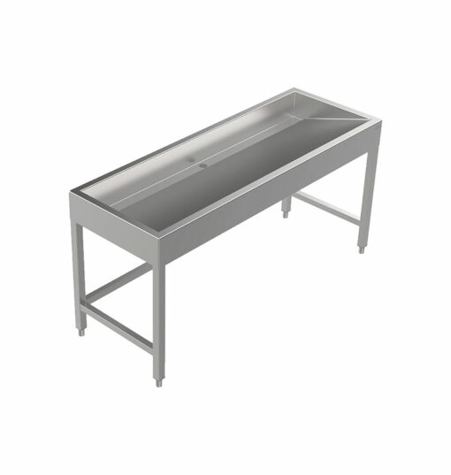 Stainless steel floor-standing wash trough 1600mm wide