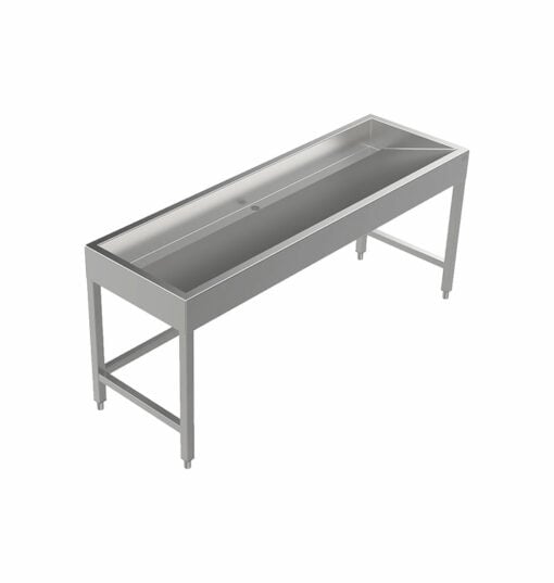 Stainless steel wash trough floor standing 1800 mm wide