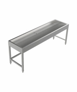 Stainless steel floor-standing wash trough 2100mm wide