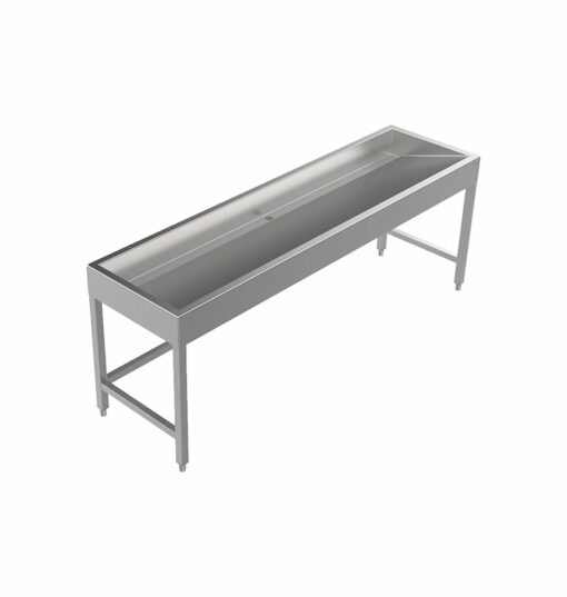 Stainless steel wash trough floor standing 2100mm wide