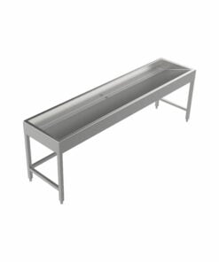 Stainless steel floor-standing wash trough 2400mm wide