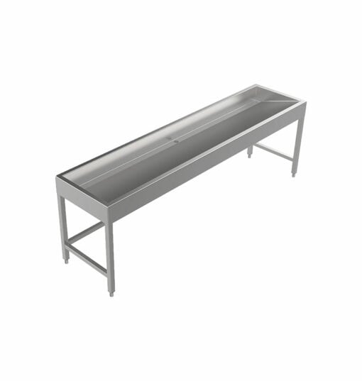 Stainless steel wash trough floor standing 2400mm wide