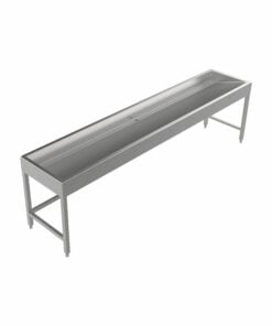Stainless steel floor-standing wash trough 2800 mm wide