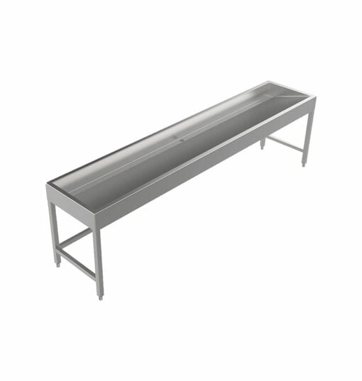 Stainless steel wash trough floor standing 2800 mm wide