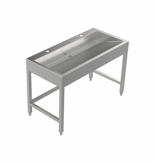 Stainless steel wash trough floor standing 1200 mm wide