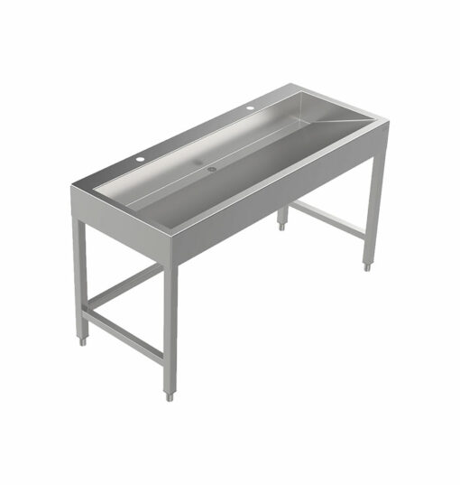 Stainless steel wash trough floor standing 1400 mm wide