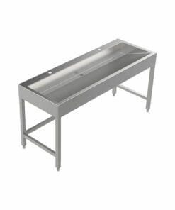 Caniveau de lavage en acier inoxydable au sol, largeur 1600 mm 