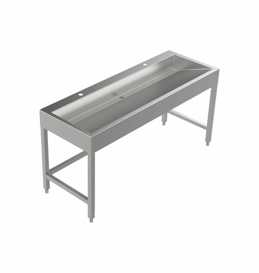 Stainless steel floor-standing wash trough 1600 mm wide