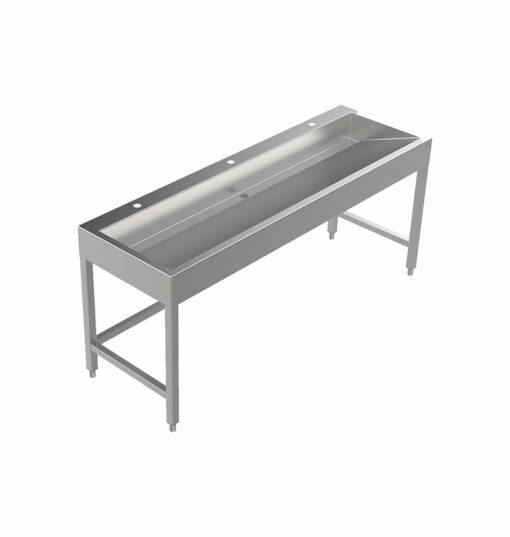 Stainless steel wash trough floor standing 1800 mm wide