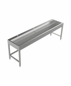 Stainless steel floor-standing wash trough 2400 mm wide