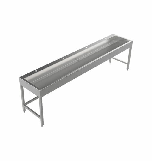 Stainless steel floor-standing wash trough 2800 mm wide