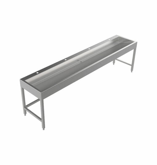 Stainless steel wash trough floor standing 2800 mm wide