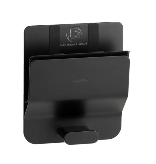WC shelf for folders and laptops, with large hook, black matt stainless steel, B-635MLBK**