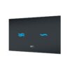 Sink plate glass black with blue light