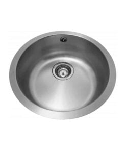 Built-in stainless steel washbasin with round overflow