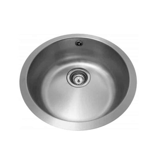 Washbasin built-in stainless steel matt with overflow round