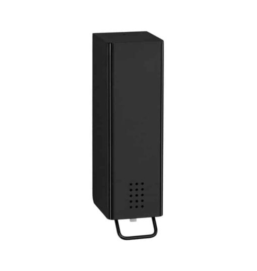 PROOX, dispenser di disinfettante con ugello a spruzzo, acciaio inox verniciato a polvere nera, linea design, DP-140-EN