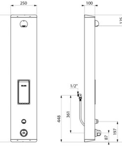 Elément de douche SECURITHERM, à fermeture automatique avec thermostat, raccordement invisible, ADL-792314CF Dessin