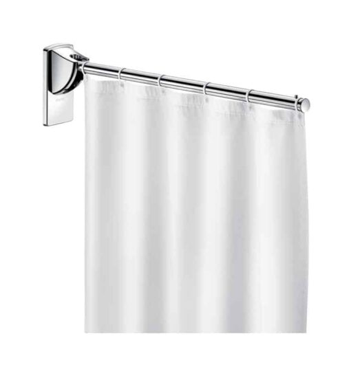 Shower curtain made of polyester, with weighting tape