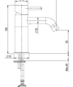 Rubinetto per lavabo in acciaio inox V4A Disegno