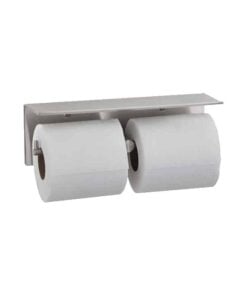 Toilet Roll Holder with Shelf in Stainless Steel Bobrick B2