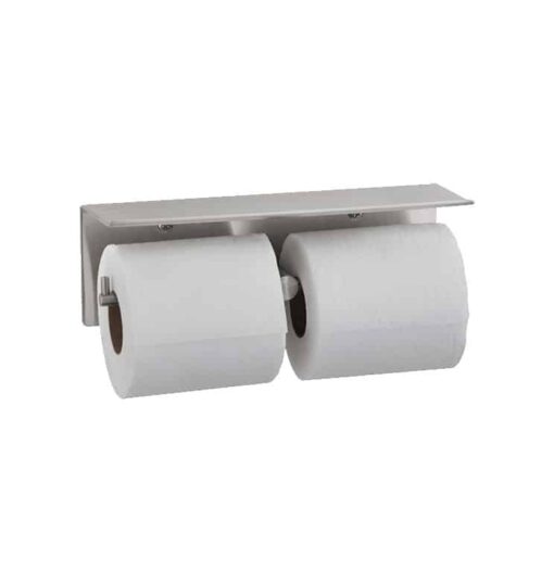 Toilet Roll Holder with Shelf in Stainless Steel Bobrick B2