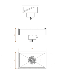 Bassin polyvalent en acier inoxydable avec collecteur de boue Armatron Dessin