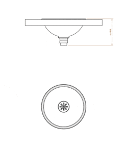 Built-in basin stainless steel matt without overflow small Drawing