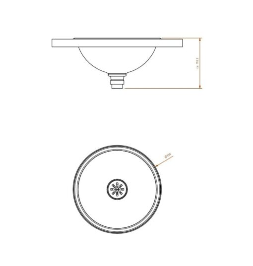 Built-in basin satin finish without overflow small drawing