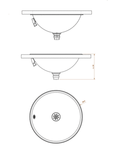 Vasque à encastrer inox mat avec trop-plein Dessin