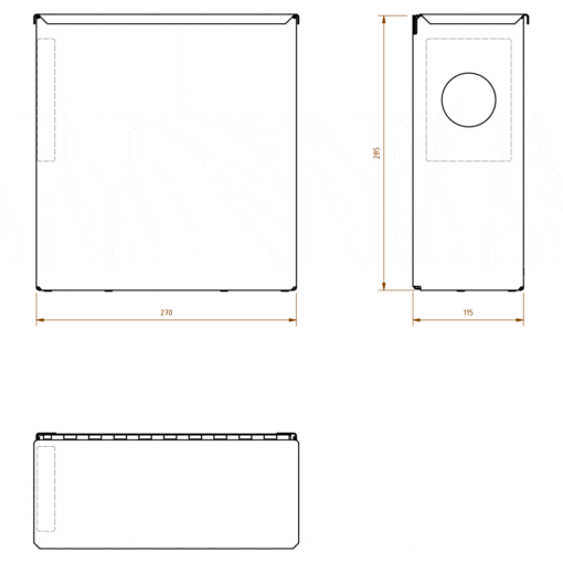 Hygiene waste bin with dispenser left stainless steel matt drawing