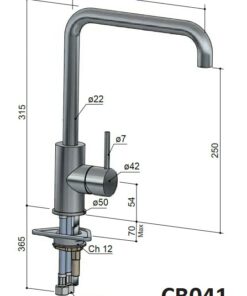 Robinet d'évier avec bec pivotant Hotbath dessin