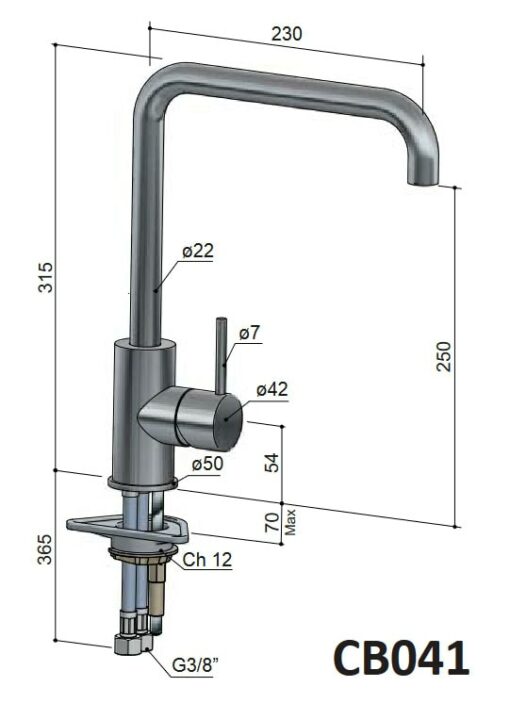 Robinet d'évier avec bec pivotant Hotbath dessin