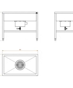 Lavandino multiuso a pavimento in acciaio inox disegno 1000 mm