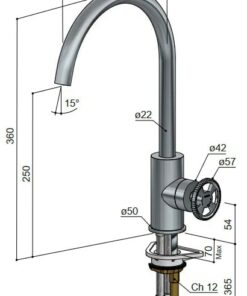 Spültischmischer Industrial Küchenarmatur Zeichnung rund