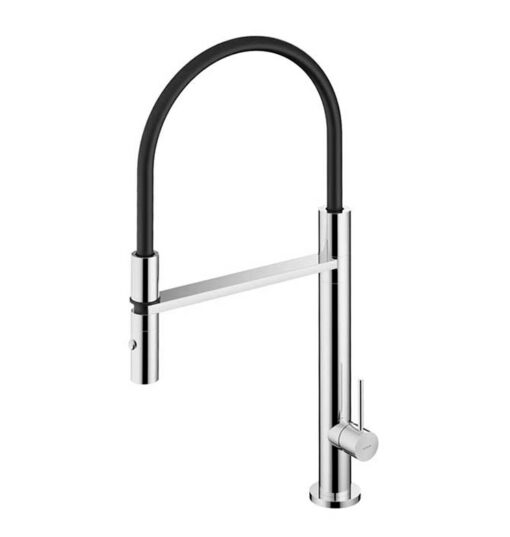 Sink mixer, with pull-out two-jet hand shower stainless steel